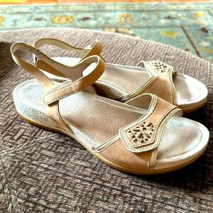 DANSKO woman’s beige and metallic gold sandal adjustable